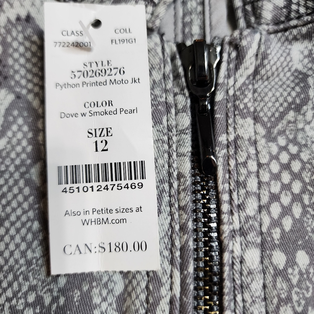 White House Black Market Snake Moto Jacket Sz 12 NWT - Picture 7 of 9